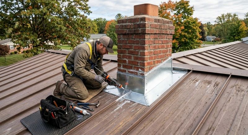 Metal Roof Flashing Repair in New Canaan, CT