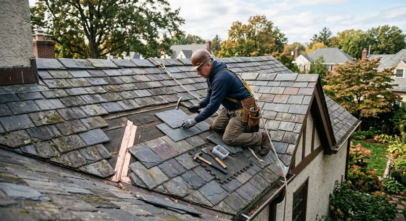 Slate Roof Repair in New Canaan, CT