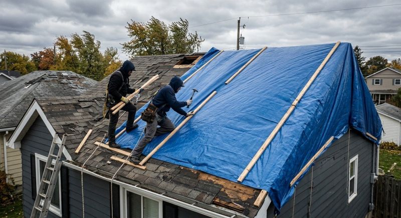 Storm Damage Roof Tarping in New Canaan, CT